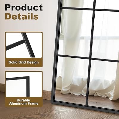 Window Pane Mirror for Wall Decor, 24" x 36" Decorative Mirror, Black - image 4 of 4