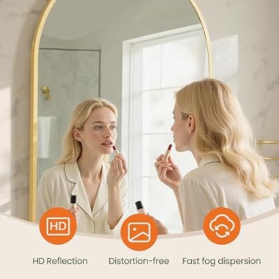 Sweetcrispy 24"x 36" Arched Gold Bathroom Mirrors for Wall - image 3 of 4
