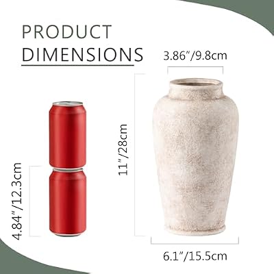 Ceramic Large Flower Vase, Rustic Vase Tall Farmhouse Decorative Vase Floral Pottery Vases for Home Decor Table Living Room Entryway Mantel Bedroom Bathroom Kitchen - 11" D - image 3 of 4