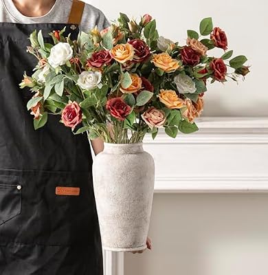 Ceramic Large Flower Vase, Rustic Vase Tall Farmhouse Decorative Vase Floral Pottery Vases for Home Decor Table Living Room Entryway Mantel Bedroom Bathroom Kitchen - 11" D - image 4 of 4