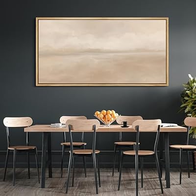 MUDECOR Extra Large Framed Canvas Print Wall Art Soft Beige Horizon Tranquil Neutral Abstract Illustrations Decorative Colorful Multicolor for Bedroom - 60"x30" - image 4 of 4