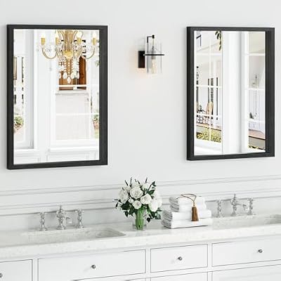 Syndra Black Wood Frame Bathroom Mirror, 22''x30'' Modern Vanity Mirror for Wall, Waterproof Slim Deep Frame, Rectangular HD Tempered Glass Mirror for Living Room, Bedroom, Entryway, Rustic, Farmhouse - image 3 of 4