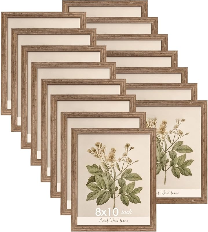 15 Pack Solid Wood 8x10 Picture Frames Bulk, Brown - Wall Art, product photo on a white background