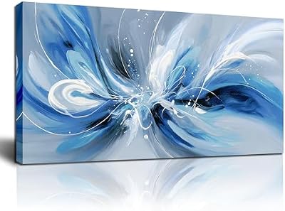 Blue White and Gray Abstract Canvas Wall Art for Living Room Framed Large Print Picture Painting Wall Decor for Bedroom Office Modern Home Abstract Wall Decorations Artwork Size 20x40 Ready to Hang - image 2 of 4
