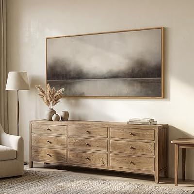 Large Framed Neutal Abstract Landscape Wall Art for Living Room, 60x30 In - image 3 of 4