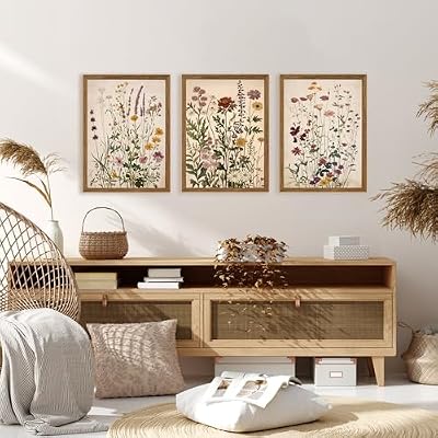 AVECCO 3 Piece Vintage Wildflower Botanical Framed Canvas Wall Art 12x16 in - image 4 of 4