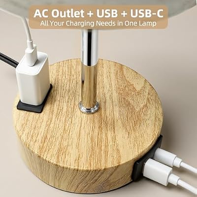 Table Lamp for Bedroom, High-Sensitivity Touch, AC Outlet, USB A+C - image 3 of 4