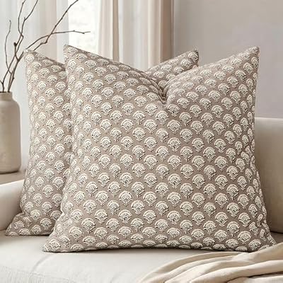 MIULEE Floral Print Decorative Pillow Covers 18x18, Light Taupe - image 2 of 4