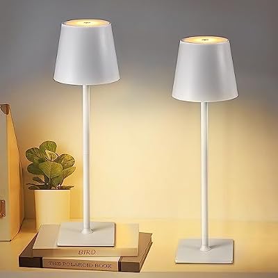 CHLORANTHUS 2 Pack Cordless Table Lamps, 3 Colors Stepless Dimming, 5000mAh Rechargeable Battery LED Desk Lamp for Bedroom/Couple Dinner/Desk/Cafe/Dining Room/Terrace - image 3 of 4