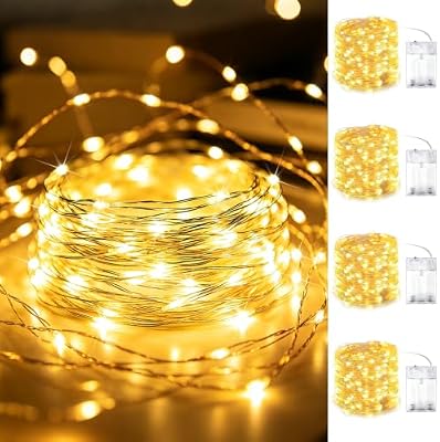 4 Pack LED Fairy Lights Battery Operated 20FT 60 LEDs Silver Wire String Lights Twinkle Lights Starry Fairy Lights for Bedroom Christmas Wedding Party Indoor Outdoor Decorations, Warm White - image 2 of 4