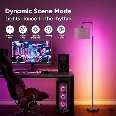 PARTPHONER Smart LED Floor Lamp with APP Control & RGB Colors - 69'' Dimmable Standing Lamp for Living Room Bedroom,12W Bulb Included Timer - image 4 of 4