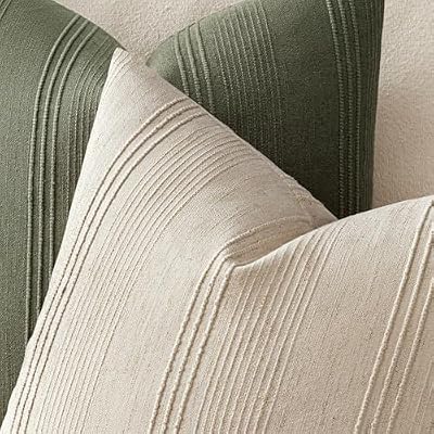 MIULEE Decorative Striped Throw Pillow Covers 20x20 Inch Beige 2 Pack - image 4 of 4