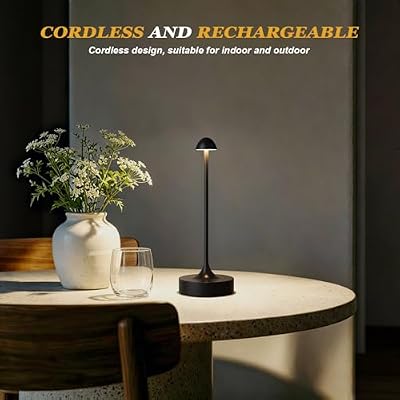 Cordless Rechargeable Table Lamp, Battery Operated Desk Lamp, Black, 2 Pack - image 3 of 4