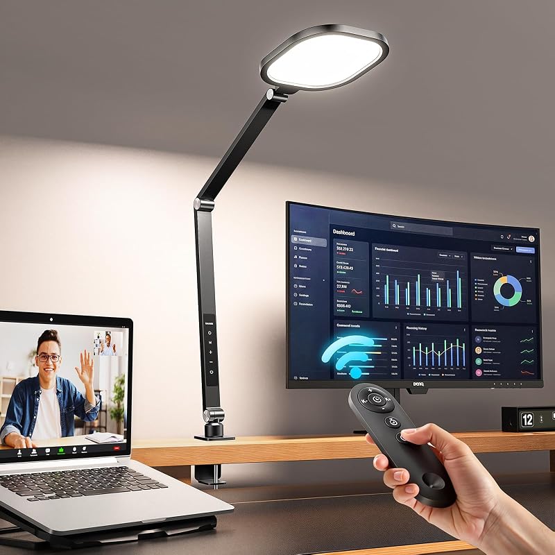 LitONES Remote LED Desk Lamp with Clamp, 2000LM, 30 Modes, Metal Arm - Table Lamps, product photo on a white background