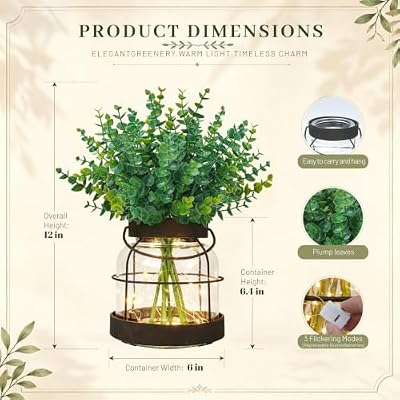 Der Rose Vintage Vase with Fake Plants & LED Lights for Farmhouse Decor - image 4 of 4