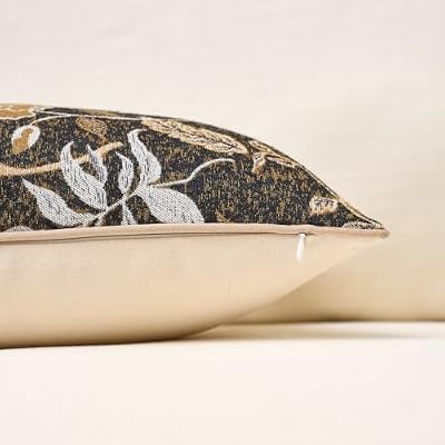 Black Floral Textured Throw Pillow Cover 18x18 Fall Vintage Rust Pillow Cover Farmhouse Summer Leaf Cushion Cover Chenille Neutral Flower Pillowcase Home Decor for Sofa Living Room Bedding - image 3 of 4
