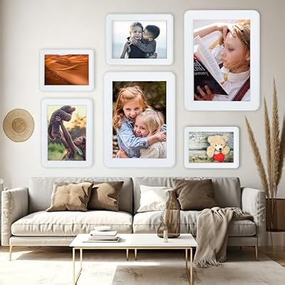 ZPAN 5x7 Picture Frames Set of 4, Picture Frame with Real Glass, White Wooden Picture Frame with Rounded Corners, Suitable for Hanging or Tabletop Display (White) - image 4 of 4