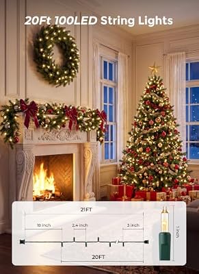 Minetom LED Christmas Lights, 20FT 100 Count Christmas String Lights - image 4 of 4