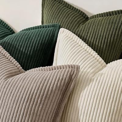 MIULEE Couch Pillow Covers 18x18 Olive Green Textured Corduroy - image 3 of 4