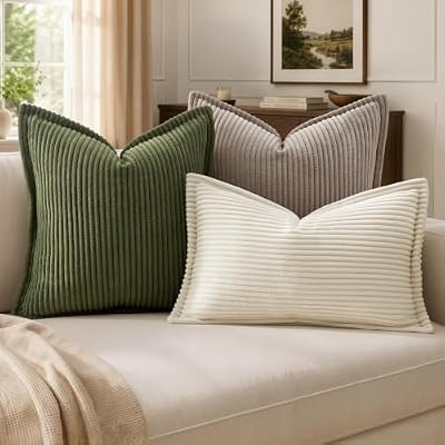 MIULEE Couch Pillow Covers 18x18 Olive Green Textured Corduroy - image 4 of 4