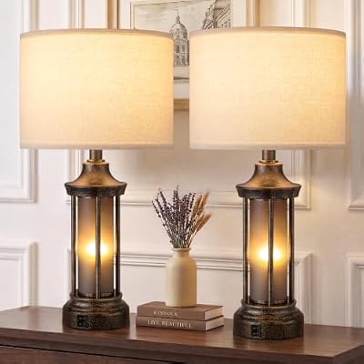 Seealle 24" Farmhouse Table Lamps for Living Room, Bedside Lamps Set of 2 - image 2 of 4