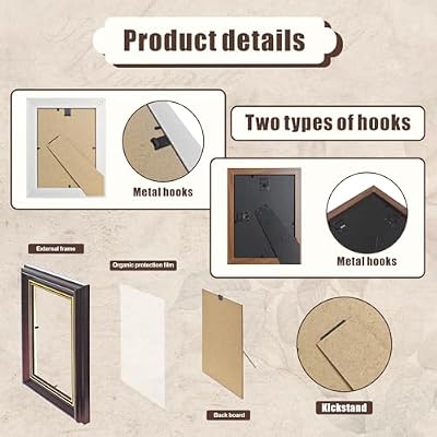 8 Pack Vintage Picture Frames for Wall or Tabletop Ornate Antique Photo Frames with Glass, Classic Wall Art Decor for Gallery, Living Room, Bedroom, Farmhouse, Mixed Sizes 8x10 & 5x7，(No Photos) - image 4 of 4