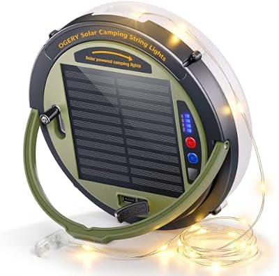 OGERY Solar Camping String Lights, 5400mAh/ 49.2FT/ 11 Modes Rechargeable - image 2 of 4