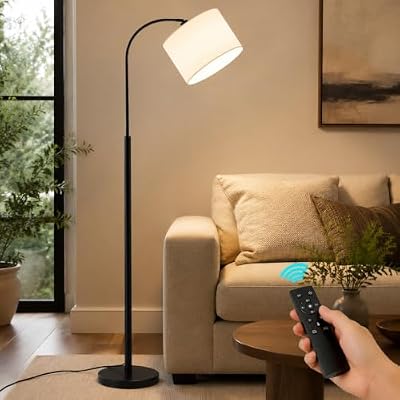Black Mid Century Modern Arc Floor Lamp with Remote for Living Room - image 2 of 4